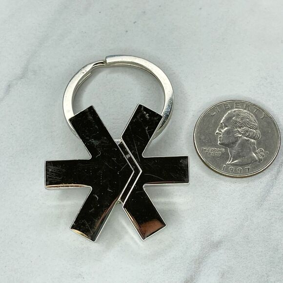Silver Tone E-Trade Logo Advertising Keychain Keyring - Picture 1 of 6
